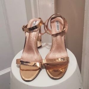 Women RoseGold Chunky Sandal Heels 🌴